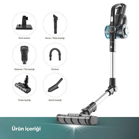 Homend Dustrider 1264H Şarjlı Turbo Başlıklı Dikey Süpürge Siyah