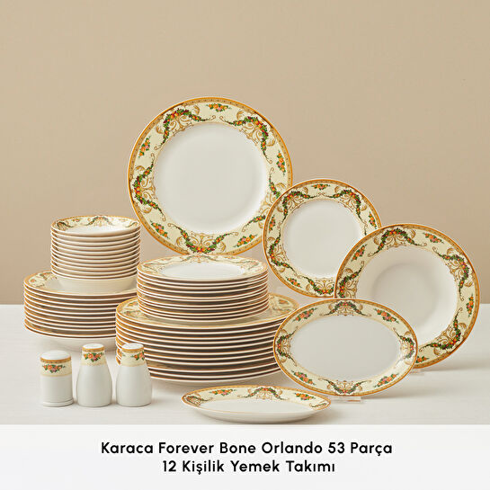 Karaca Forever Bone Orlando 53 Parça 12 Kişilik Yemek Takımı
