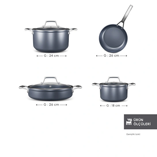Karaca Biodiamond Supreme İndüksiyon Tabanlı 7 Parça Tencere Seti