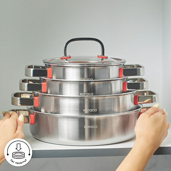 Karaca Powersteel 316+ 3Ply Artemis İndüksiyon Tabanlı 8 Parça Çelik Tencere Seti