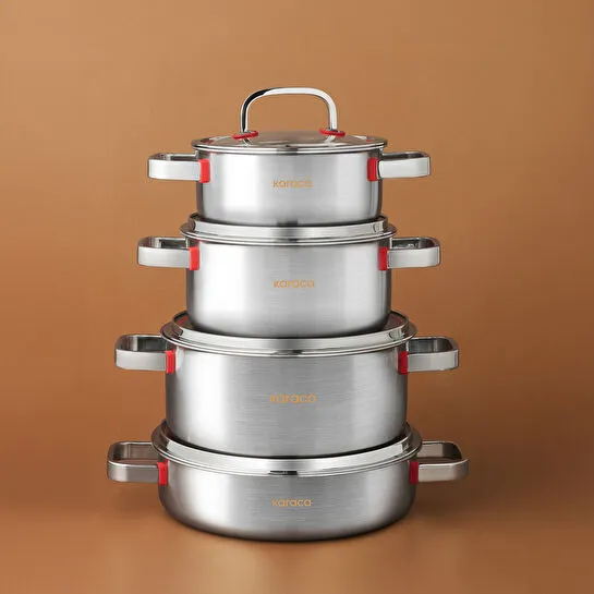 Karaca Powersteel 316+ 3Ply Artemis İndüksiyon Tabanlı 8 Parça Çelik Tencere Seti