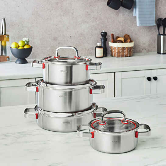 Karaca Powersteel 316+ 3Ply Artemis İndüksiyon Tabanlı 8 Parça Çelik Tencere Seti