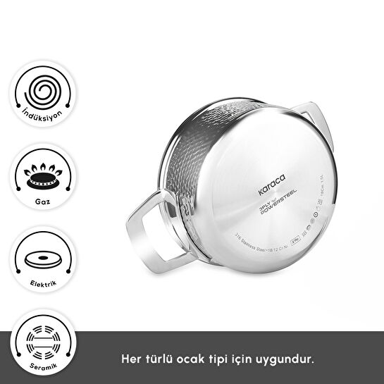 Karaca Power Steel 316+ 3Ply Voyager İndüksiyon Tabanlı 8 Parça Çelik Tencere Seti