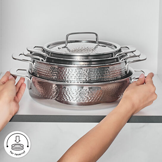 Karaca Power Steel 316+ 3Ply Voyager İndüksiyon Tabanlı 8 Parça Çelik Tencere Seti