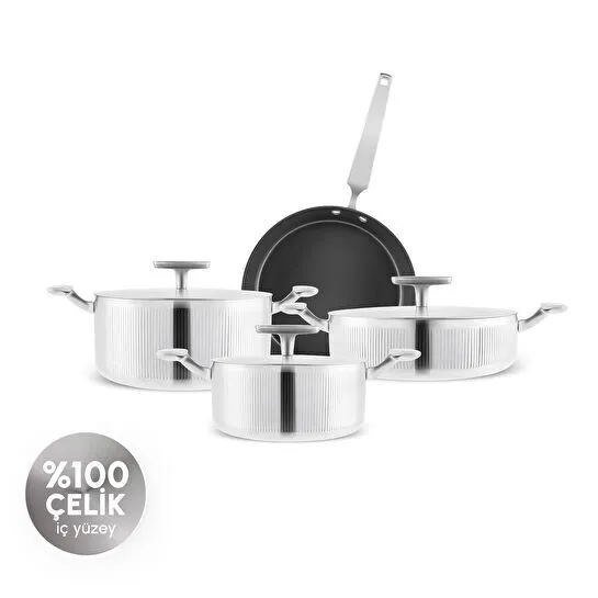 Karaca Plasma Steel 316+ 3Ply Apollo 7 Parça Tencere ve Tava Seti