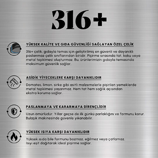 Karaca Plasma Steel 316+ 3Ply Apollo İndüksiyon Tabanlı 7 Parça Çelik Tencere Seti