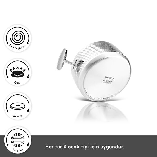 Karaca Plasma Steel 316+ 3Ply Apollo İndüksiyon Tabanlı 7 Parça Çelik Tencere Seti