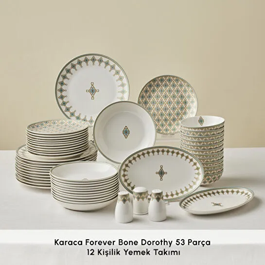 Karaca Forever Bone Dorothy 53 Parça 12 Kişilik Yemek Takımı