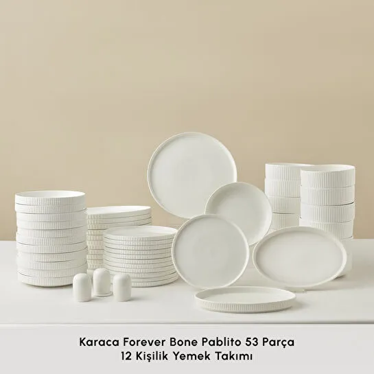 Karaca Forever Bone Pablito 53 Parça 12 Kişilik Yemek Takımı