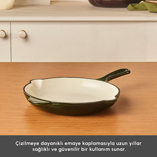 Karaca Heritage Demir Döküm Emayeli Tava Yeşil 26 cm