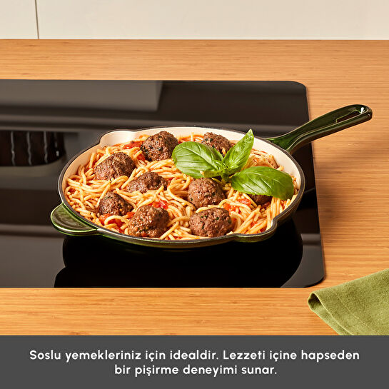 Karaca Heritage Demir Döküm Emayeli Tava Yeşil 26 cm