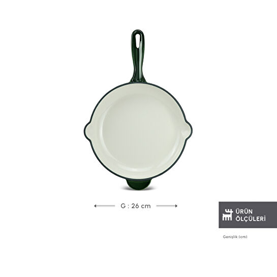 Karaca Heritage Demir Döküm Emayeli Tava Yeşil 26 cm