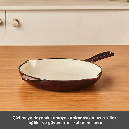 Karaca Heritage Demir Döküm Emayeli Tava Kırmızı 26 cm
