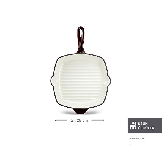 Karaca Heritage Demir Döküm Emayeli Grill Tava 28 cm Kırmızı