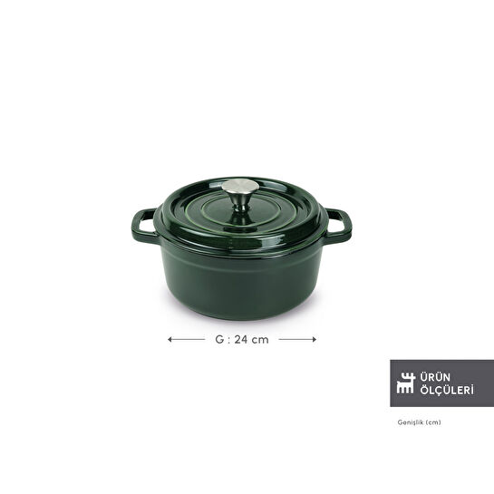 Karaca Heritage Demir Döküm Emayeli Tencere Yeşil 24 cm