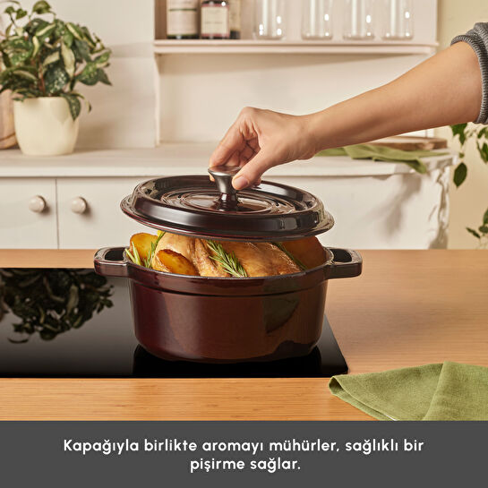 Karaca Heritage Demir Döküm Emayeli Tencere Kırmızı 24 cm