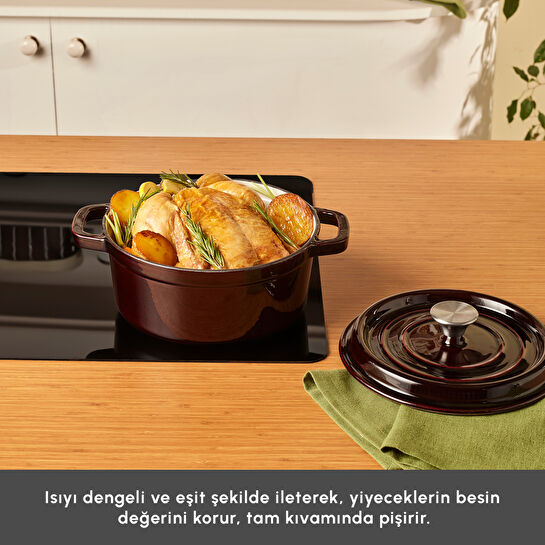 Karaca Heritage Demir Döküm Emayeli Tencere Kırmızı 24 cm