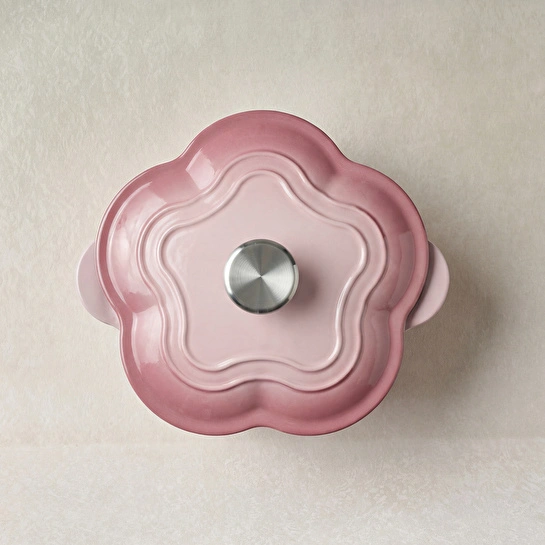 Karaca Flower Emayeli Demir Döküm Tencere Pembe 20 cm