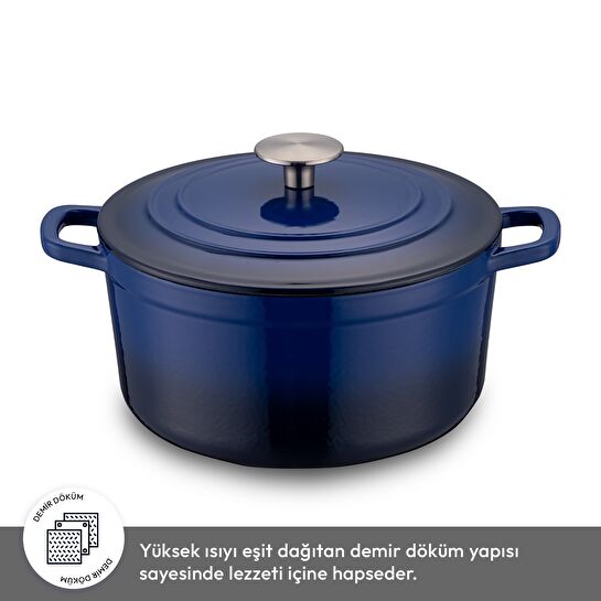 Emsan Fortino Cast Döküm Tencere Seti Lacivert 4 Parça 22 cm