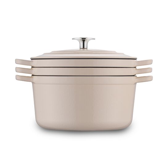 Emsan Fortino Cast Döküm Tencere Seti Krem 4 Parça 22 cm