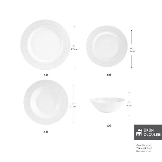 Karaca Forever Bone Fordelia 24 Parça 6 Kişilik Yemek Takımı