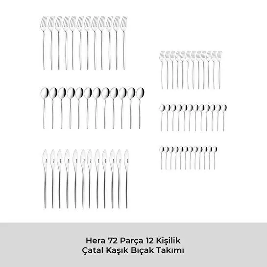 Emsan Hera 72 Parça 12 Kişilik Çatal Kaşık Bıçak Takımı Lüks Kutulu