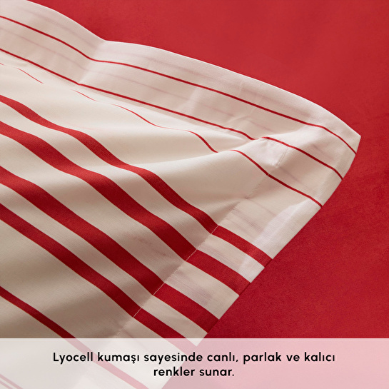 Karaca Home Cool Stripe Çift Kişilik Nevresim Takımı Kırmızı