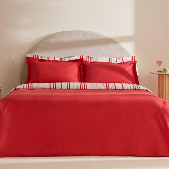 Karaca Home Cool Stripe Çift Kişilik Nevresim Takımı Kırmızı