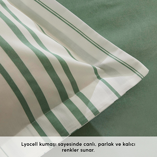 Karaca Home Cool Stripe Çift Kişilik Nevresim Takımı Yeşil