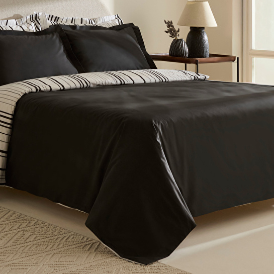 Karaca Home Cool Stripe Çift Kişilik Nevresim Takımı Siyah
