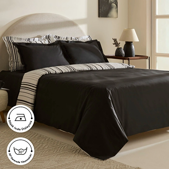 Karaca Home Cool Stripe Çift Kişilik Nevresim Takımı Siyah