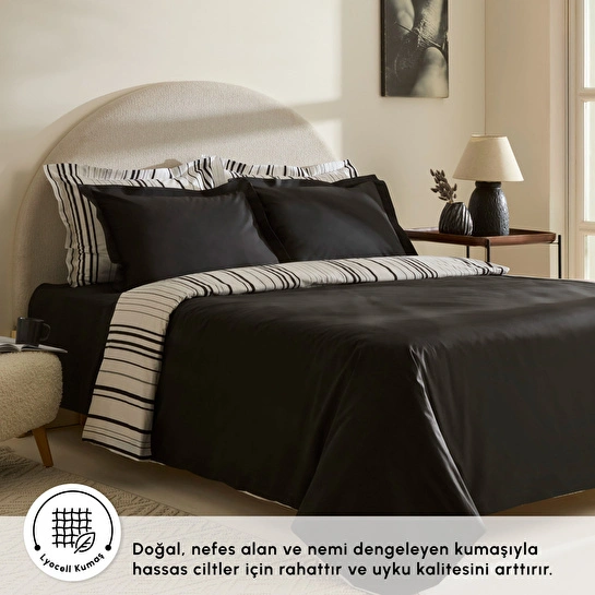 Karaca Home Cool Stripe Çift Kişilik Nevresim Takımı Siyah