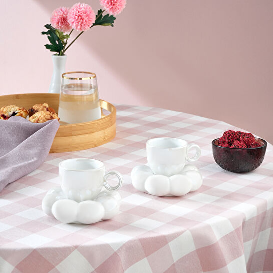 Karaca Bubble Beyaz Lüsterli 2 Kişilik Kahve Fincanı