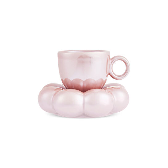 Karaca Bubble Pembe Lüsterli 2 Kişilik Kahve Fincanı