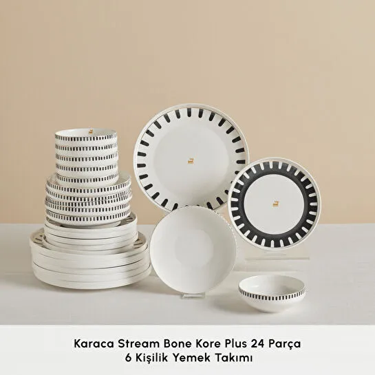 Karaca Stream Bone Kore Plus 24 Parça 6 Kişilik Yemek Takımı
