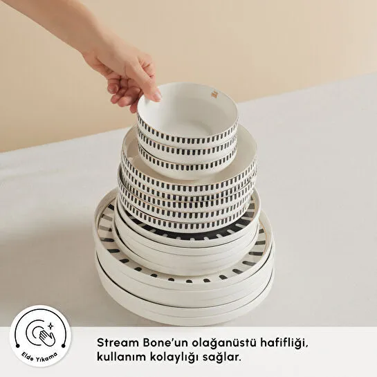 Karaca Stream Bone Kore Plus 24 Parça 6 Kişilik Yemek Takımı