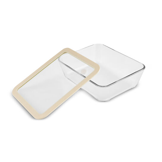 Karaca Luna Cam Saklama Kabı Krem 1400 ml