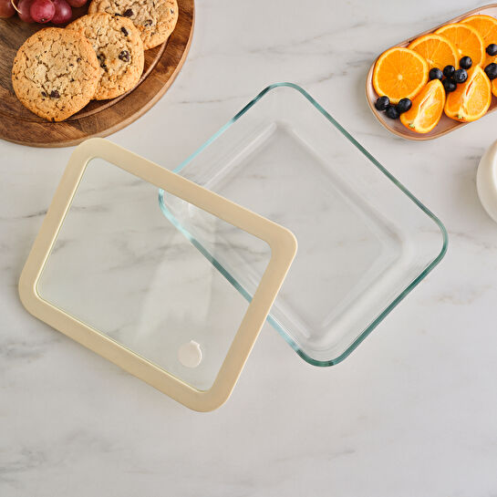 Karaca Luna Cam Saklama Kabı Krem 1400 ml