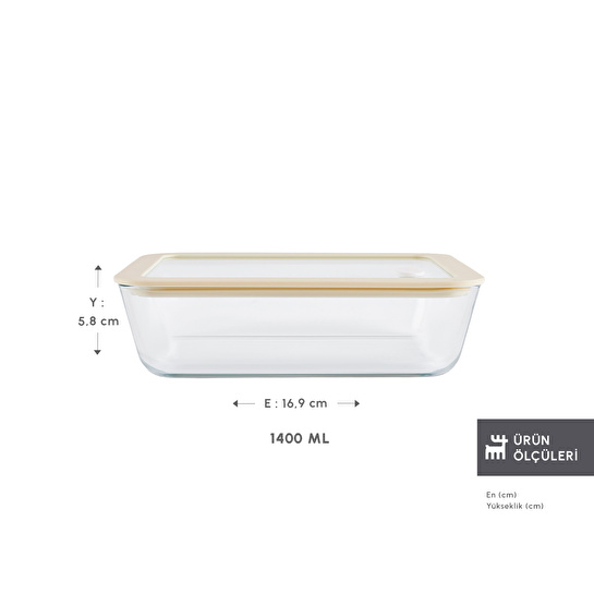 Karaca Luna Cam Saklama Kabı Krem 1400 ml