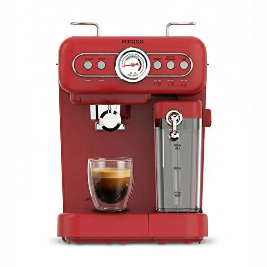 Karaca Vintage Craft Süt Hazneli Espresso, Latte ve Capuccino Makinesi Red
