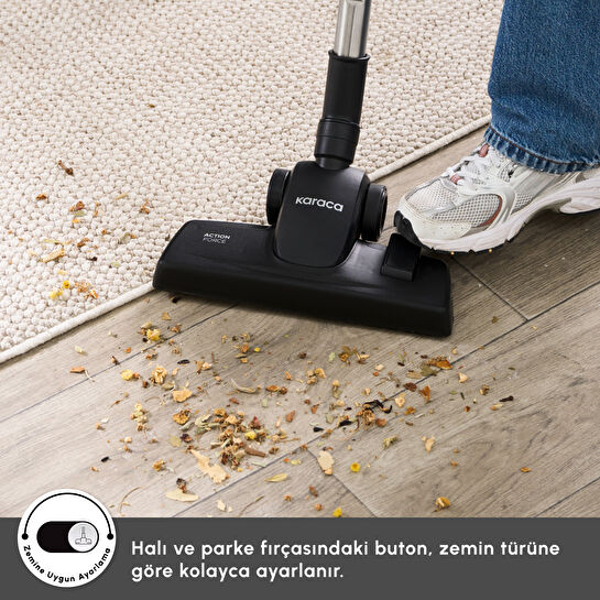 Karaca Vantuz Action Force X10 2 Lt Toz Torbasız Hazneli Elektrikli Süpürge Royal Purple 899 W