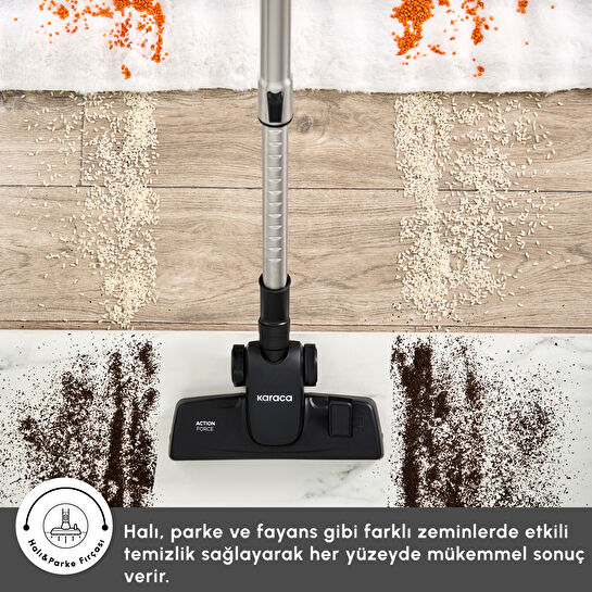 Karaca Vantuz Action Force X10 2 Lt Toz Torbasız Hazneli Elektrikli Süpürge Royal Purple 899 W