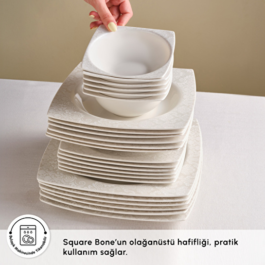 Karaca Square Bone Bridal 60 Parça 12 Kişilik Yemek Takımı