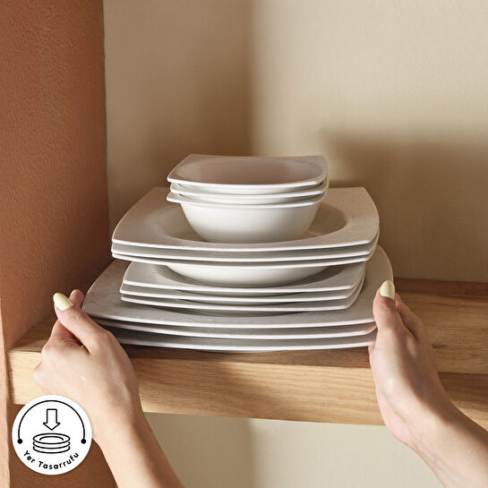 Karaca Square Bone Bridal 60 Parça 12 Kişilik Yemek Takımı