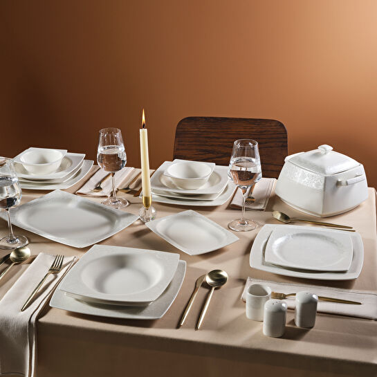 Karaca Square Bone Bridal 60 Parça 12 Kişilik Yemek Takımı