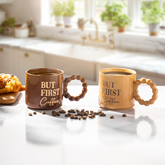 Emsan But First Coffee Kahverengi Kupa 310 ml