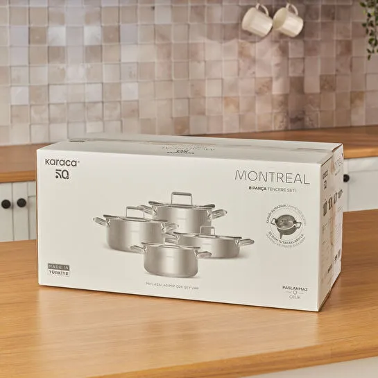 Karaca Montreal İndüksiyon Tabanlı 8 Parça Çelik Tencere Seti