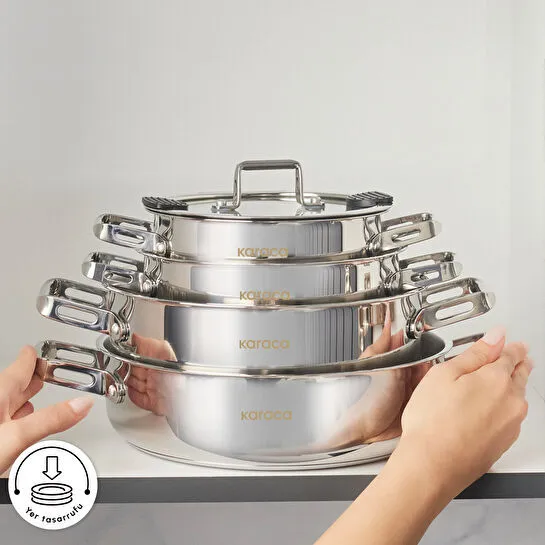 Karaca Montreal İndüksiyon Tabanlı 8 Parça Çelik Tencere Seti