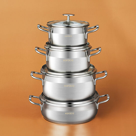 Karaca Arven İndüksiyon Tabanlı 8 Parça Çelik Tencere Seti