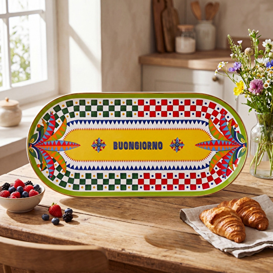 Baci Milano Dolce Vita Oval Tepsi 32 cm Porselen